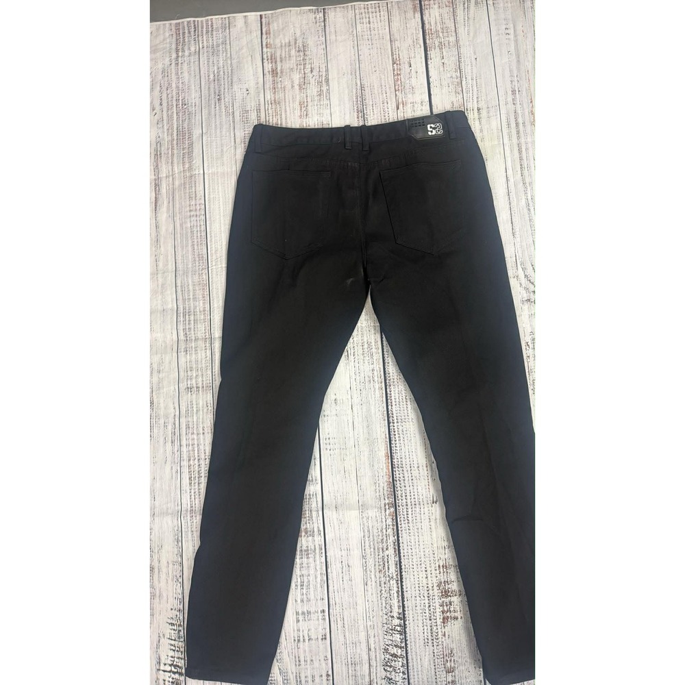 Sacred Crown Black Premium Moto Biker Jeans Mens 36 Ankle Zip Streetwear Cotton